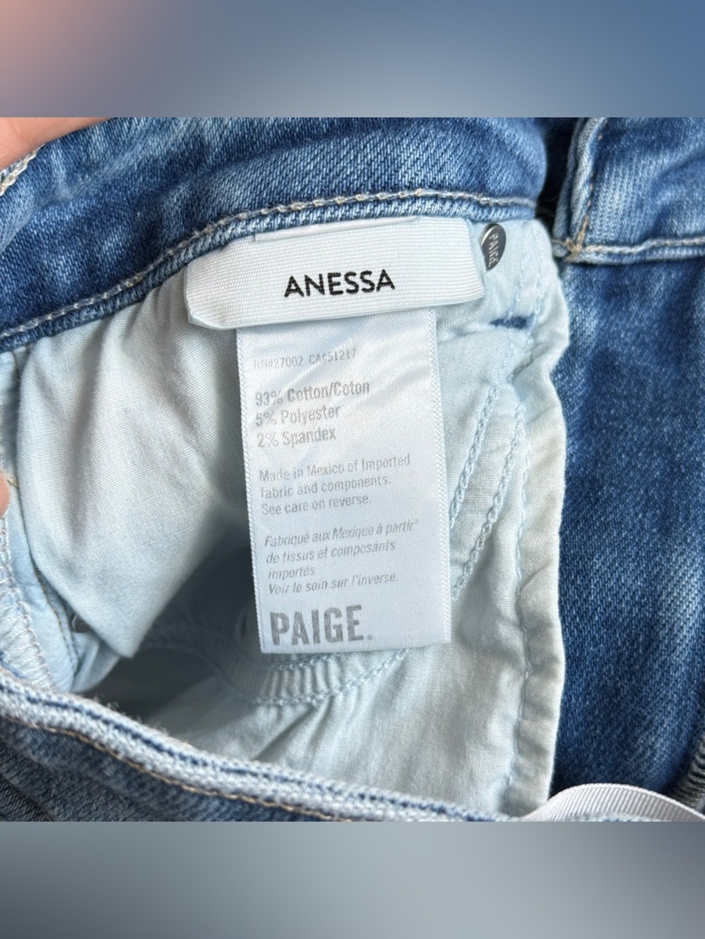 PAIGE Blue Wide Leg Raw Hem Jeans - Picture 13 of 13